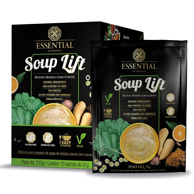 Soup Lift Batata Baroa Couve Essential Nutrition 10 Sachês Soup