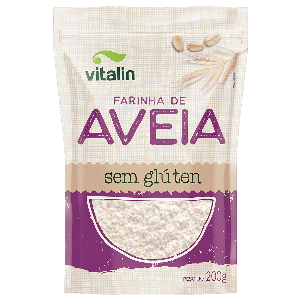 Farinha de Aveia Sem Glúten Vitalin 200g Farinha de Aveia Sem Glúten