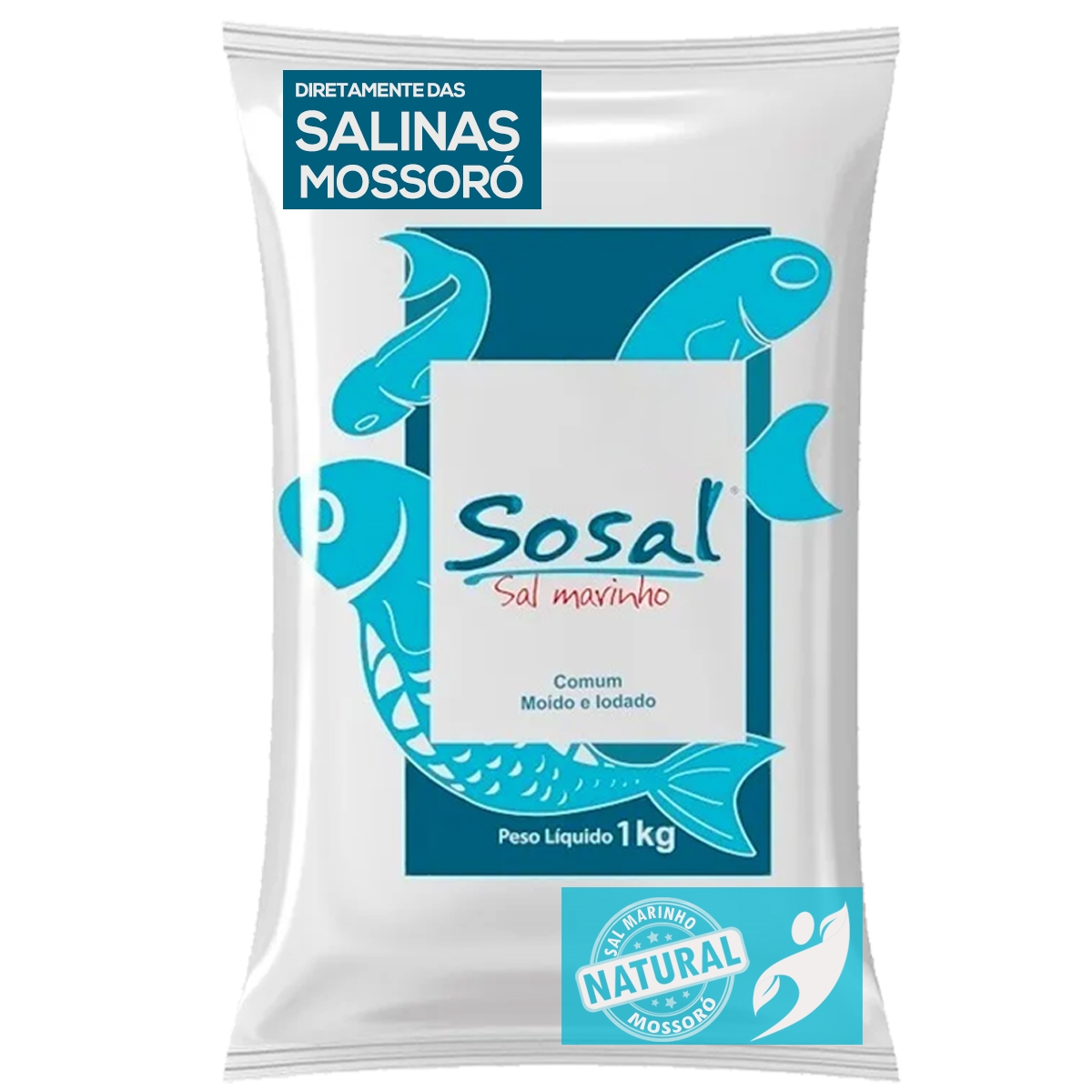 Sal Marinho Sosal Moído Salinas Mossoró 1kg Sal Marinho Sosal Moído