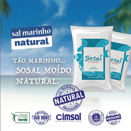 Kit 2 Sal Marinho Sosal Moído Salinas Mossoró 1kg Kit 2 Sal Marinho