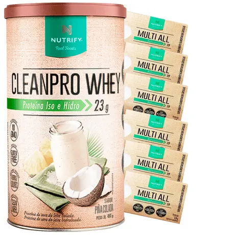 Cleanpro Whey Nutrify Sabor Piña Colada 450g Ganhe Brinde