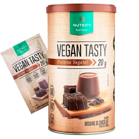 Vegan Tasty Nutrify Sabor Brownie de Chocolate 420g Ganhe Brinde