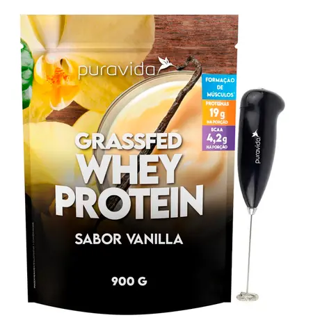 Whey Protein Grassfed Puravida Sabor Baunilha 900g Ganhe Brinde