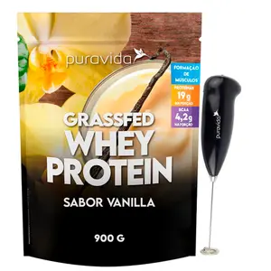 Whey Protein Grassfed Puravida Sabor Baunilha 900g Ganhe Brinde