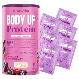 Body Up Protein Bodybalance Sanavita Frutas Roxas e Cranberry 450g Ganhe Sachê