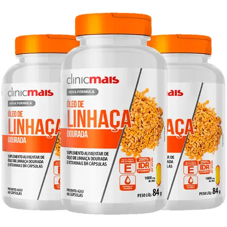 Kit 3 Óleo de Linhaça Clinicmais 60 Cápsulas