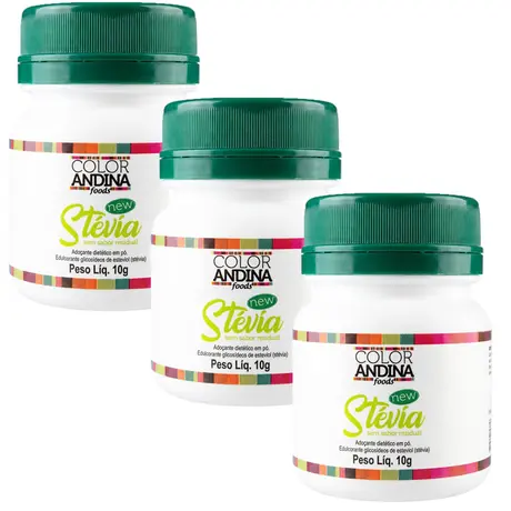 Kit 3 Adoçante de Stévia Com Taumatina Color Andina Food 10g