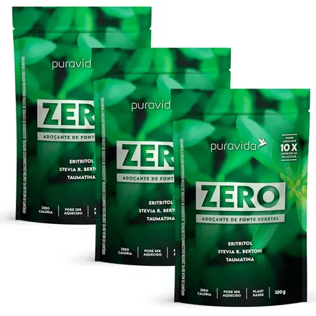 Kit 3 Adoçante Natural Zero Puravida 100g