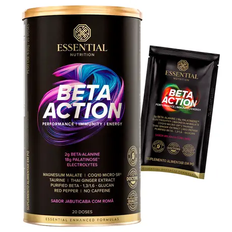 Beta Action Essential Nutrition 630g Sabor Jabuticaba com Romã Ganhe Brinde