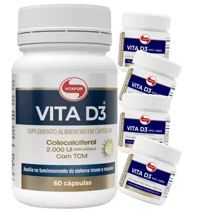 Vitamina D3 2000UI Vitafor 60 Cápsulas Ganhe Brinde