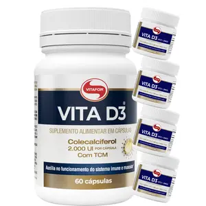 Vitamina D3 com Vitamina C e Zinco Vitafor 60 Cápsulas Ganhe Brinde