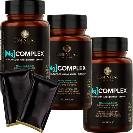 Kit 3 Magnésio Mg Complex Essential 90 Cápsulas Ganhe Brinde