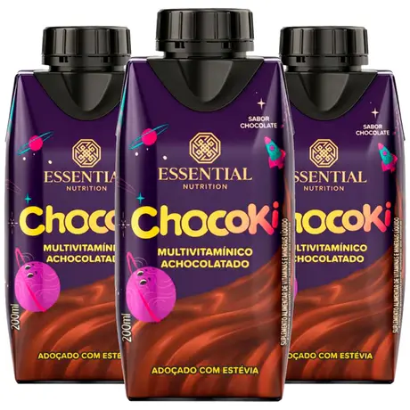 Kit 3 Chocoki Ready Multivitamínico Achocolatado Essential Nutrition 200ml