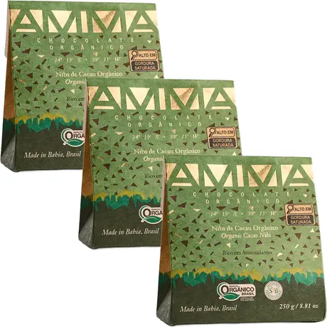 Kit 3 Nibs de Cacau Orgânico Amma 250g