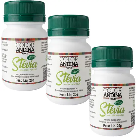 Kit 3 Adoçante de Stévia Com Taumatina Color Andina Food 20g