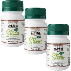 Kit 3 Adoçante de Stévia Com Taumatina Color Andina Food 20g