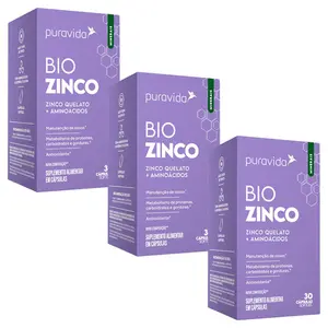 Kit 3 Bio Zinco Quelato Puravida 30 Cápsulas