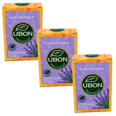 Kit 3 Sabonete Natural de Lavanda Glicerinado Ubon 100g