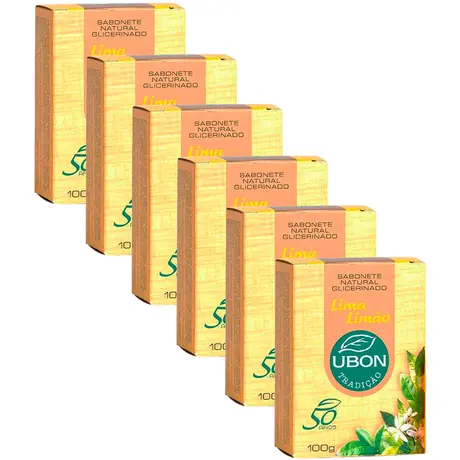 Kit 6 Sabonete Natural Glicerinado de Lima Limão Ubon 100g