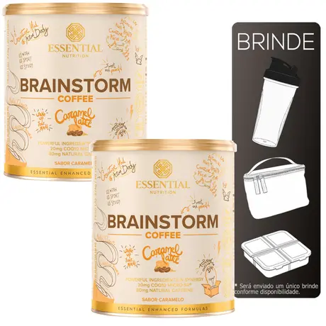 2 Brainstorm Coffee Caramel Latte Essential 274g Ganhe Presente