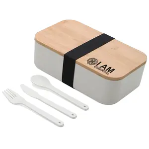 Marmita Essential Nutrition de Fibra de Trigo com Tampa de Bambu