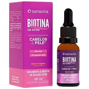 Biotina em Gotas Sanavita 20ml Sabor Tangerina