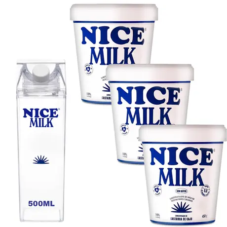 Kit 3 Nice Milk Leite Vegetal de Castanha de Caju Concentrado 6,5L Ganhe Garrafa