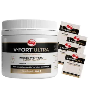 V Fort Ultra Pré Treino Vitafor 240g Uva Ganhe Brinde