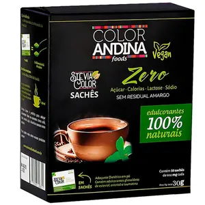 Adoçante de Stévia 100% Natural Color Andina Food 50 Sachês