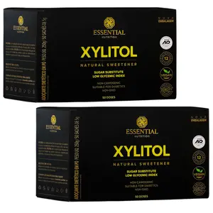 Kit 2 Xylitol Adoçante Natural Essential Nutrition 50 Sachês de 5g