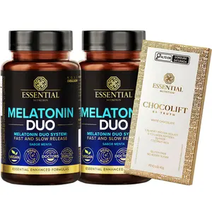 Kit 2 Melatonin Duo Essential Nutrition 120 Comp Ganhe Presente