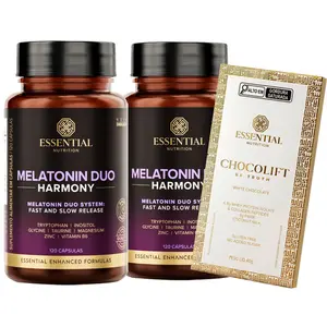 Kit 2 Melatonin Duo Harmony Essential Nutrition 120 Cápsulas Ganhe Presente