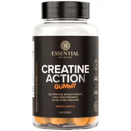 Creatine Action Gummy Essential Nutrition 60 Gomas Laranja