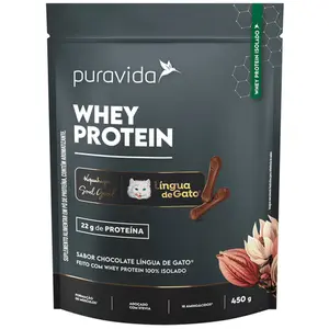 Whey Protein Isolado Puravida 450g Sabor Chocolate Língua de Gato