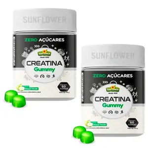 Kit 2 Creatina Gummy Sunflower 60 Gomas Maçã Verde