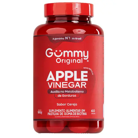 Vinagre de Maçã Gummy Original 60 Gomas Sabor Cereja
