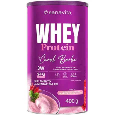Whey Protein 3W Sanavita 400g Sabor Mousse de Frutas Vermelhas com Hibiscus