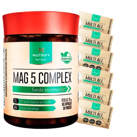 Magnésio Mag 5 Complex Nutrify 90 Cápsulas Ganhe Brinde