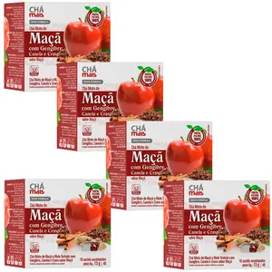 Kit 5 Chá de Maçã com Gengibre, Canela e Cravo Chá Mais 10 Sachês