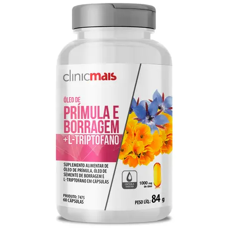 Óleo de Prímula, Borragem e Triptofano Clinicmais 60 Cápsulas