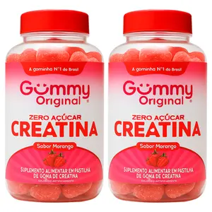 Kit 2 Creatina Zero Açúcar Gummy Original Morango 90 Gomas