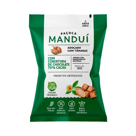 Paçoca com Chocolate 70% Cacau Manduí 30g