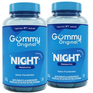 Kit 2 Gummy Night Melatonina 30 Gomas Sabor Framboesa
