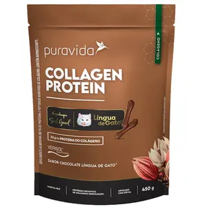 Collagen Protein Puravida Sabor Chocolate Língua de Gato 450g
