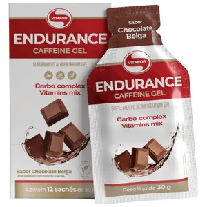 Endurance Caffeine Gel Vitafor Caixa com 12 Sachês 30g Chocolate Belga