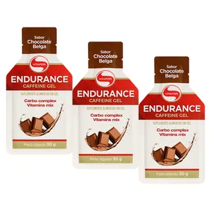 Kit 3 Endurance Caffeine Gel Vitafor Sachê 30g Sabor Chocolate Belga