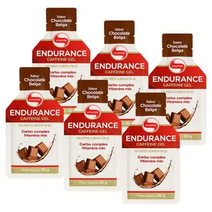 Kit 6 Endurance Caffeine Gel Vitafor Sachê 30g Sabor Chocolate Belga