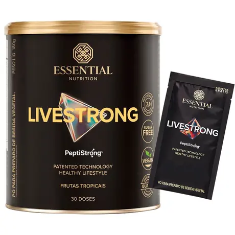 Livestrong PeptiStrong Frutas Tropicais Essential Nutrition 180g Ganhe Brinde
