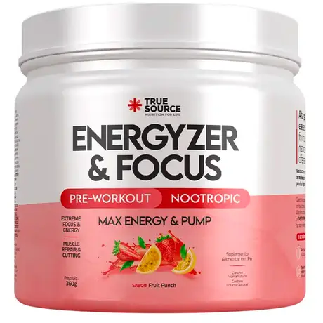 Pré Treino Energyzer e Focus True Souce 360g Sabor Fruit Punch