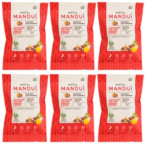 Kit 6 Paçoca com Chocolate 70% Cacau com Laranja e Nozes Manduí 30g